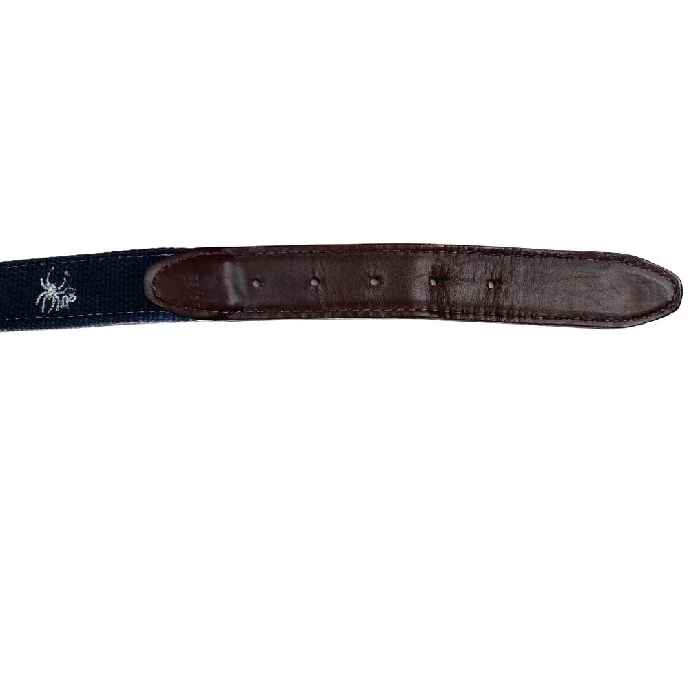 Olly Oxen Red Gingham Leather Belt‎ Solid Brass Buckle, Pima Cotton Size 34/85